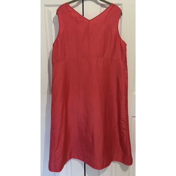J. Jill Elliptical-Hem A Line Linen Blend Midi Dress Strawberry XLP 16/18 $119 - Picture 4 of 11